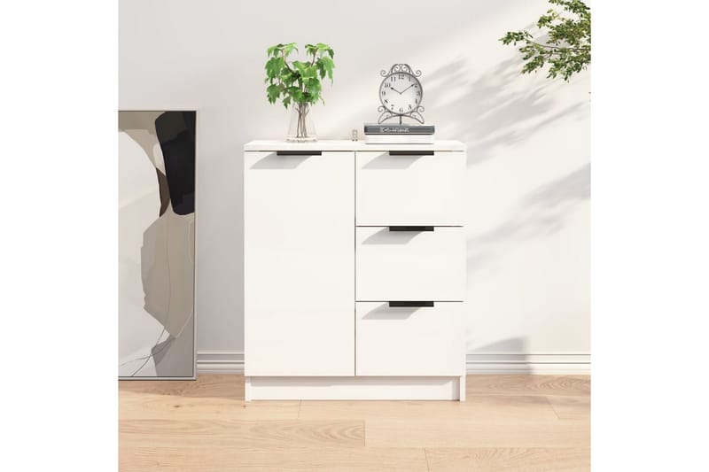 Skjenk høyglans hvit 60x30x70 cm konstruert tre - Hvit - Oppbevaring - Oppbevaringsmøbler - Sideboard & skjenk