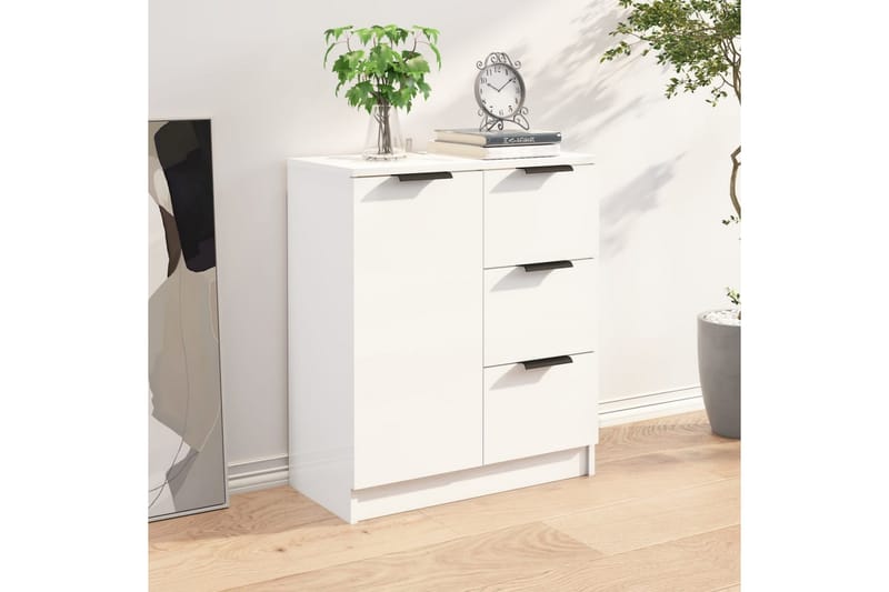 Skjenk høyglans hvit 60x30x70 cm konstruert tre - Hvit - Oppbevaring - Oppbevaringsmøbler - Sideboard & skjenk