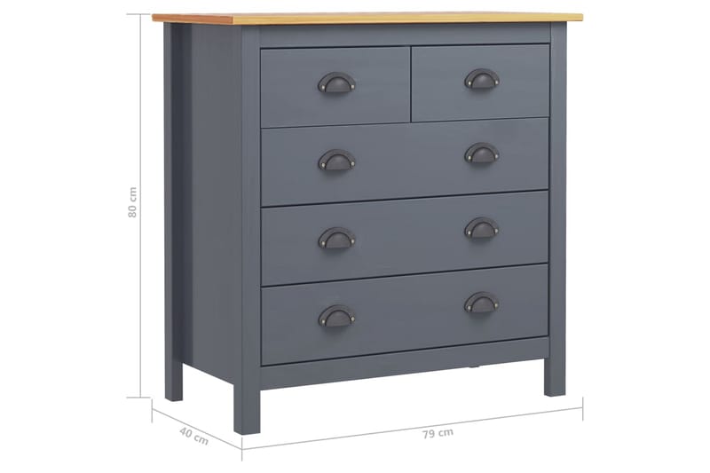 Skjenk Hill Range grå 79x40x80 cm heltre furu - Oppbevaring - Oppbevaringsmøbler - Sideboard & skjenk