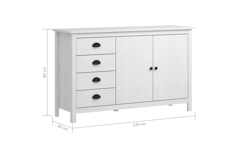 Skjenk Hill Range hvit 130x40x80 cm heltre furu - Oppbevaring - Oppbevaringsmøbler - Sideboard & skjenk