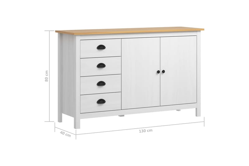 Skjenk Hill Range hvit 130x40x80 cm heltre furu - Oppbevaring - Oppbevaringsmøbler - Sideboard & skjenk