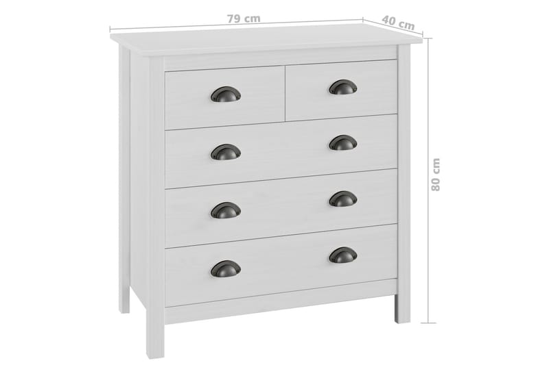 Skjenk Hill Range hvit 79x40x80 cm heltre furu - Oppbevaring - Oppbevaringsmøbler - Sideboard & skjenk