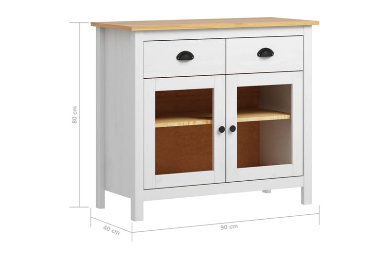 Skjenk Hill Range hvit 90x40x80 cm heltre furu - Oppbevaring - Oppbevaringsmøbler - Sideboard & skjenk