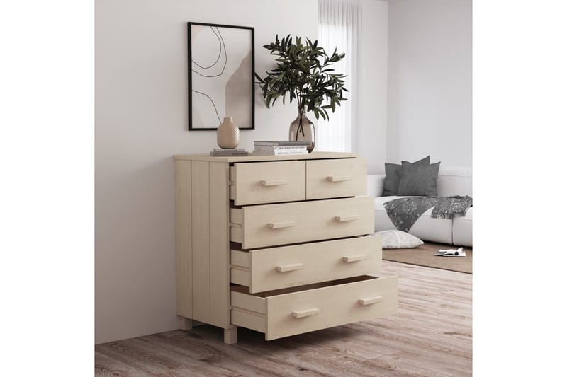 Skjenk honningbrun 79x40x80 cm heltre furu - Brun - Oppbevaring - Oppbevaringsmøbler - Sideboard & skjenk