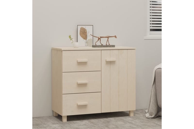 Skjenk honningbrun 90x40x80 cm heltre furu - Brun - Oppbevaring - Oppbevaringsmøbler - Sideboard & skjenk