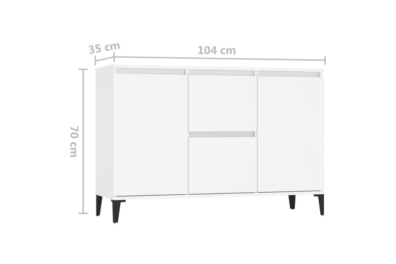 Skjenk hvit 104x35x70 cm sponplate - Hvit - Oppbevaring - Oppbevaringsmøbler - Sideboard & skjenk