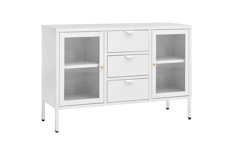 Skjenk hvit 105x35x70 cm stål og herdet glass - Hvit - Oppbevaring - Oppbevaringsmøbler - Sideboard & skjenk