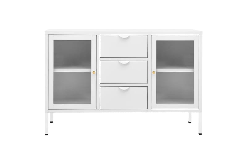 Skjenk hvit 105x35x70 cm stål og herdet glass - Hvit - Oppbevaring - Oppbevaringsmøbler - Sideboard & skjenk