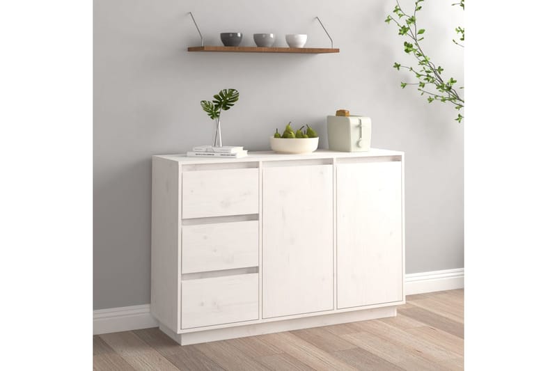 Skjenk hvit 111x34x75 cm heltre furu - Hvit - Oppbevaring - Oppbevaringsmøbler - Sideboard & skjenk