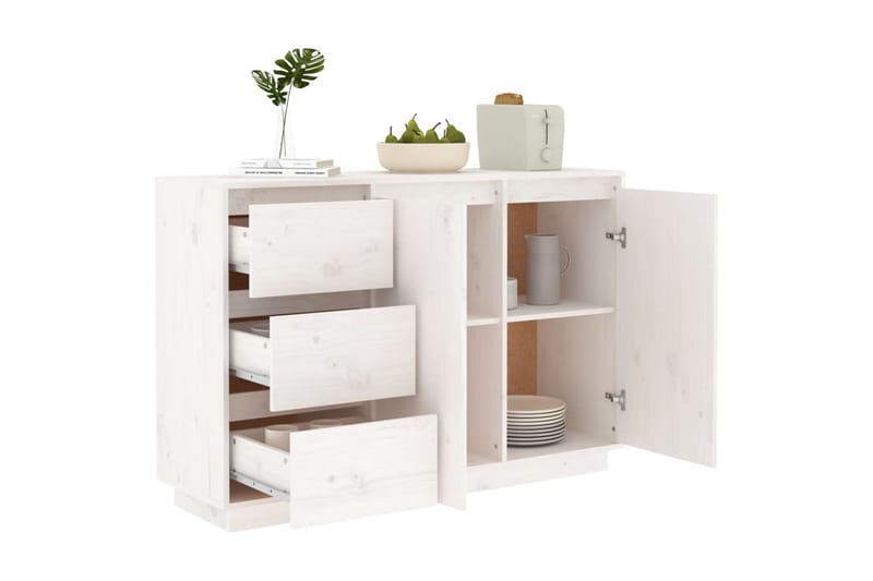 Skjenk hvit 111x34x75 cm heltre furu - Hvit - Oppbevaring - Oppbevaringsmøbler - Sideboard & skjenk