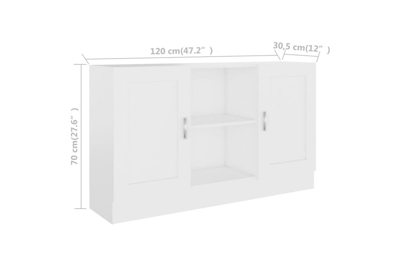 Skjenk hvit 120x30,5x70 cm sponplate - Hvit - Oppbevaring - Oppbevaringsmøbler - Sideboard & skjenk