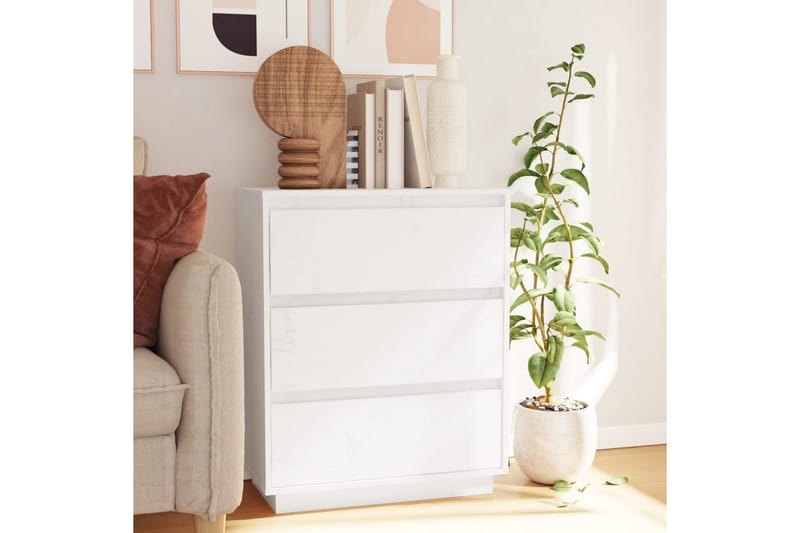 Skjenk hvit 60x34x75 cm heltre furu - Hvit - Oppbevaring - Oppbevaringsmøbler - Sideboard & skjenk