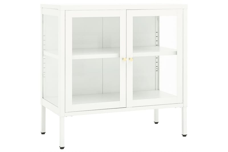 Skjenk hvit 70x35x70 cm stål og glass - Hvit - Oppbevaring - Oppbevaringsmøbler - Sideboard & skjenk