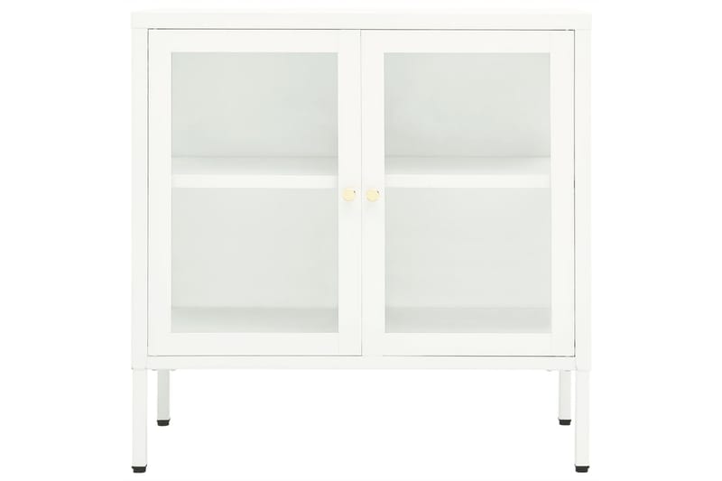 Skjenk hvit 70x35x70 cm stål og glass - Hvit - Oppbevaring - Oppbevaringsmøbler - Sideboard & skjenk