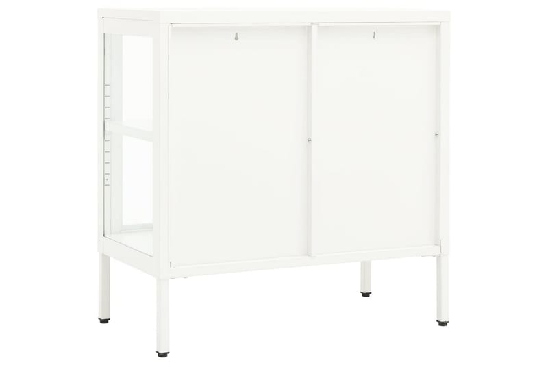 Skjenk hvit 70x35x70 cm stål og glass - Hvit - Oppbevaring - Oppbevaringsmøbler - Sideboard & skjenk