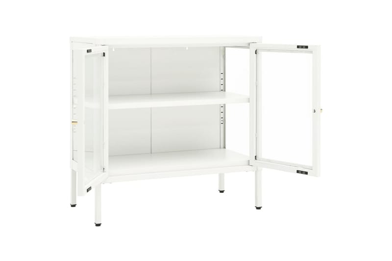 Skjenk hvit 70x35x70 cm stål og glass - Hvit - Oppbevaring - Oppbevaringsmøbler - Sideboard & skjenk