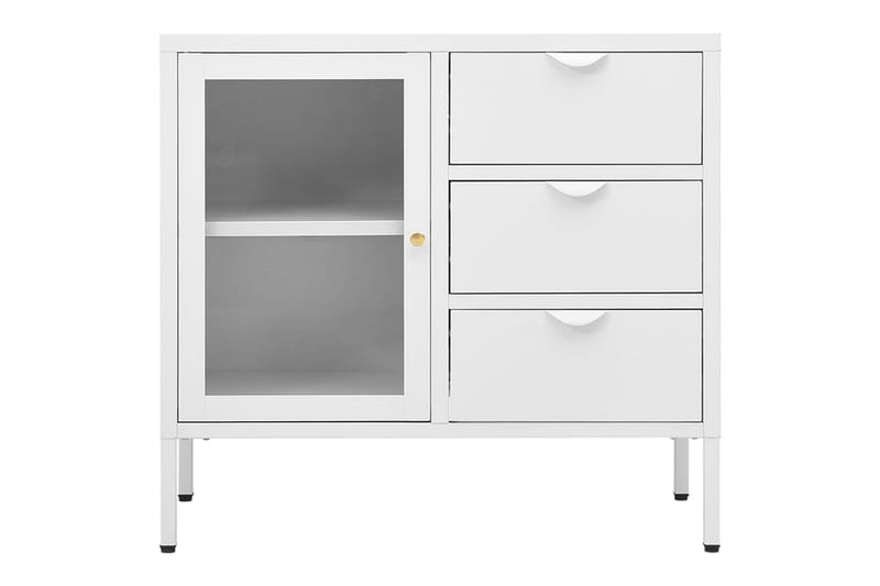 Skjenk hvit 75x35x70 cm stål og herdet glass - Hvit - Oppbevaring - Oppbevaringsmøbler - Sideboard & skjenk