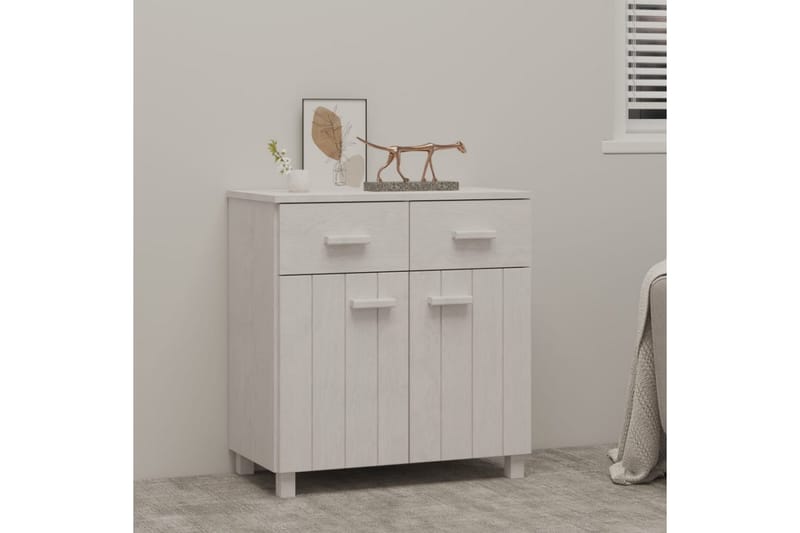 Skjenk hvit 79x40x80 cm heltre furu - Hvit - Oppbevaring - Oppbevaringsmøbler - Sideboard & skjenk