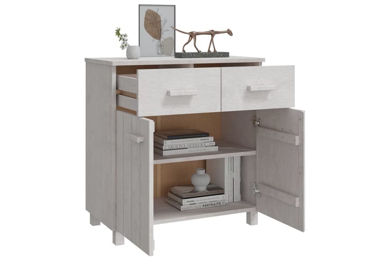 Skjenk hvit 79x40x80 cm heltre furu - Hvit - Oppbevaring - Oppbevaringsmøbler - Sideboard & skjenk