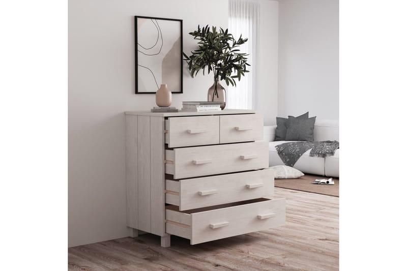 Skjenk hvit 79x40x80 cm heltre furu - Hvit - Oppbevaring - Oppbevaringsmøbler - Sideboard & skjenk