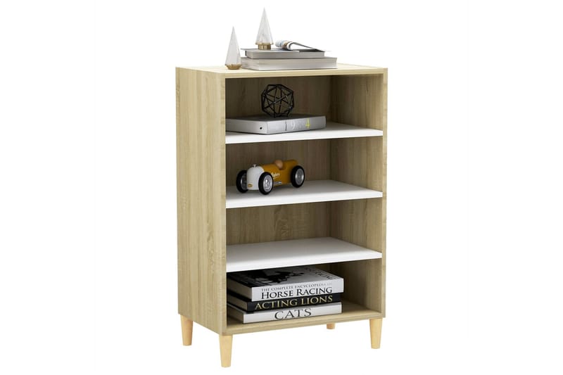 Skjenk hvit og sonoma eik 57x35x90 cm sponplate - Beige - Oppbevaring - Oppbevaringsmøbler - Sideboard & skjenk