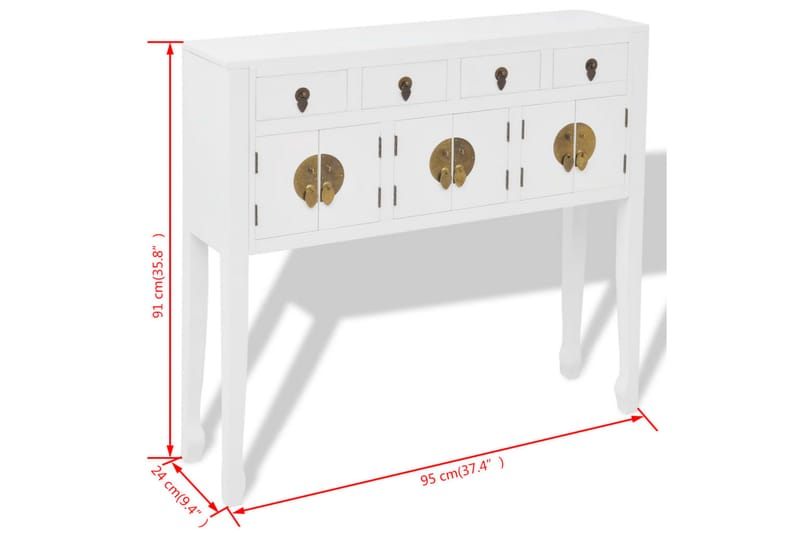 Skjenk i kinesisk stil massivt tre hvit - Hvit - Oppbevaring - Oppbevaringsmøbler - Sideboard & skjenk