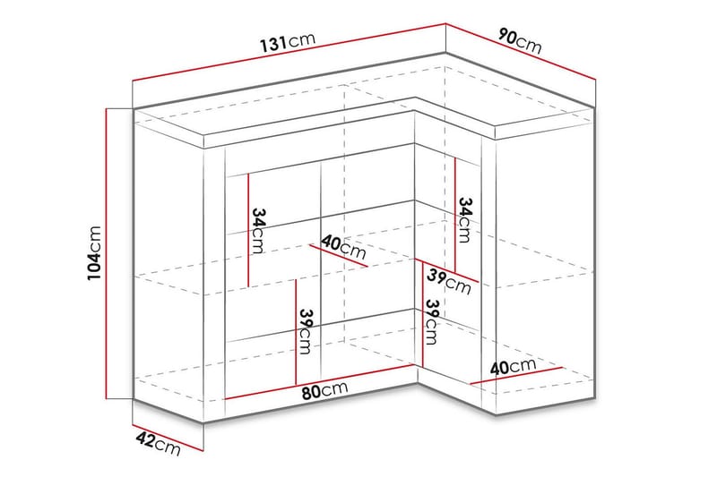 Skjenk Indianapolis 131x42x104 cm - Oppbevaring - Oppbevaringsmøbler - Sideboard & skjenk