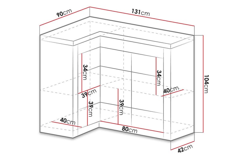 Skjenk Indianapolis 131x42x104 cm - Oppbevaring - Oppbevaringsmøbler - Sideboard & skjenk