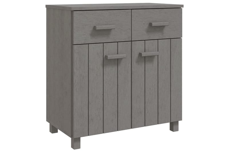 Skjenk lysegrå 79x40x80 cm heltre furu - Grå - Oppbevaring - Oppbevaringsmøbler - Sideboard & skjenk