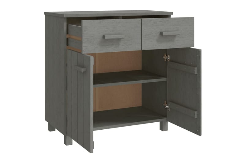 Skjenk lysegrå 79x40x80 cm heltre furu - Grå - Oppbevaring - Oppbevaringsmøbler - Sideboard & skjenk