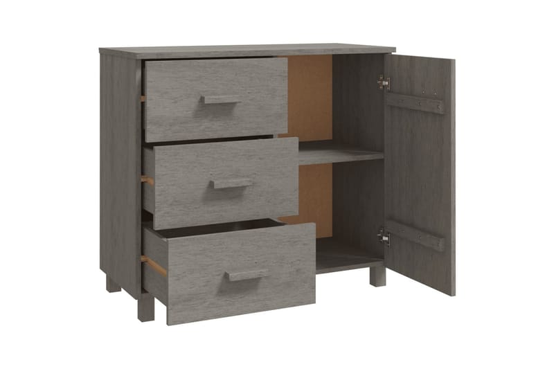 Skjenk lysegrå 90x40x80 cm heltre furu - Grå - Oppbevaring - Oppbevaringsmøbler - Sideboard & skjenk