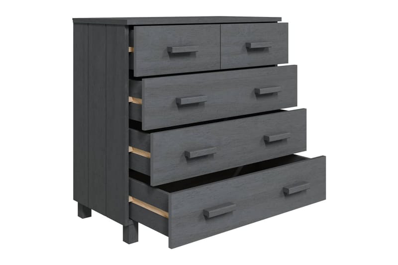 Skjenk mørkegrå 79x40x80 cm heltre furu - Grå - Oppbevaring - Oppbevaringsmøbler - Sideboard & skjenk