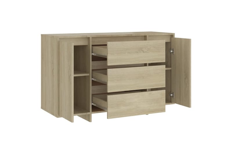 Skjenk med 3 skuffer sonoma eik 120x41x75 cm sponplate - Brun - Oppbevaring - Oppbevaringsmøbler - Sideboard & skjenk