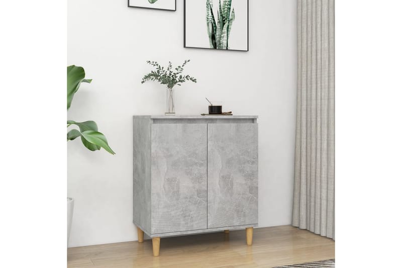 Skjenk med ben i heltre betonggrå 60x35x70 cm sponplate - Grå - Oppbevaring - Oppbevaringsmøbler - Sideboard & skjenk