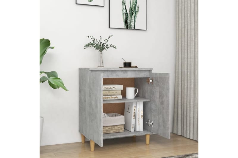 Skjenk med ben i heltre betonggrå 60x35x70 cm sponplate - Grå - Oppbevaring - Oppbevaringsmøbler - Sideboard & skjenk