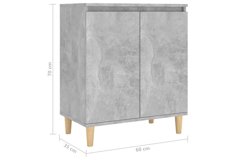 Skjenk med ben i heltre betonggrå 60x35x70 cm sponplate - Grå - Oppbevaring - Oppbevaringsmøbler - Sideboard & skjenk