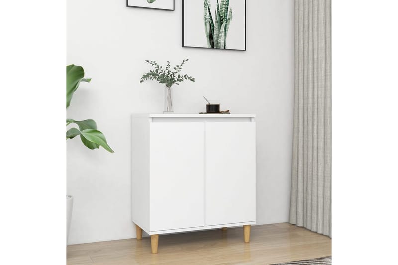 Skjenk med ben i heltre hvit 60x35x70 cm sponplate - Hvit - Oppbevaring - Oppbevaringsmøbler - Sideboard & skjenk