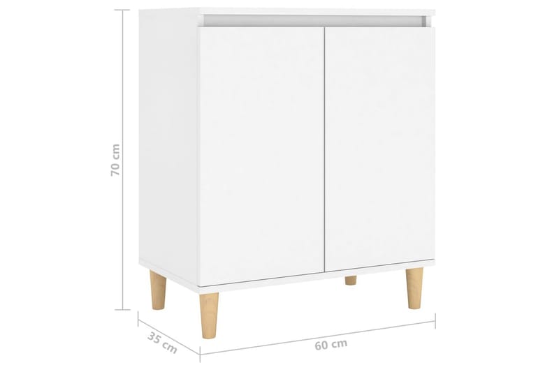 Skjenk med ben i heltre hvit 60x35x70 cm sponplate - Hvit - Oppbevaring - Oppbevaringsmøbler - Sideboard & skjenk