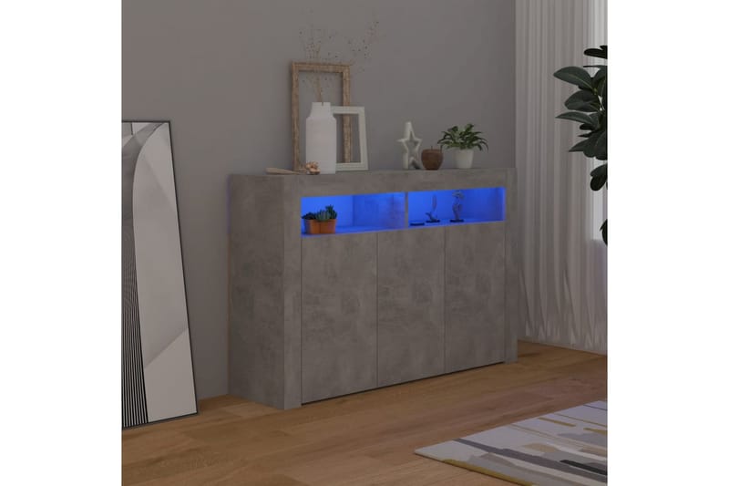 Skjenk med LED-lys betonggrå 115,5x30x75 cm - Grå - Oppbevaring - Oppbevaringsmøbler - Sideboard & skjenk