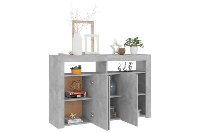 Skjenk med LED-lys betonggrå 115,5x30x75 cm - Grå - Oppbevaring - Oppbevaringsmøbler - Sideboard & skjenk