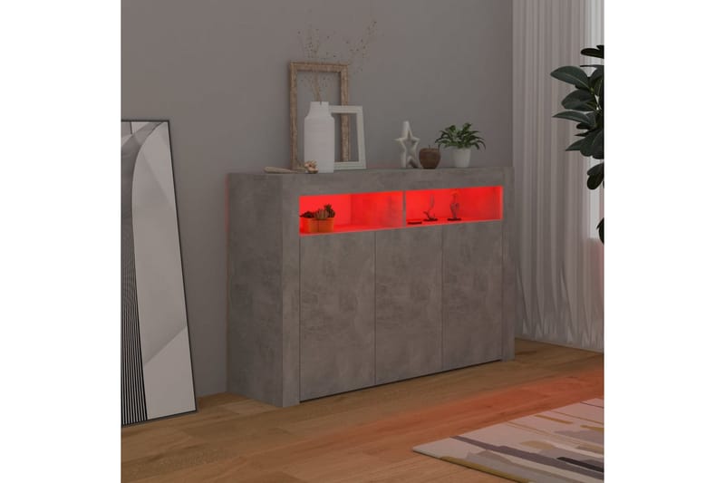 Skjenk med LED-lys betonggrå 115,5x30x75 cm - Grå - Oppbevaring - Oppbevaringsmøbler - Sideboard & skjenk