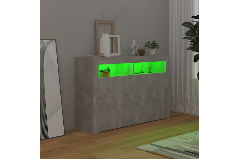 Skjenk med LED-lys betonggrå 115,5x30x75 cm - Grå - Oppbevaring - Oppbevaringsmøbler - Sideboard & skjenk