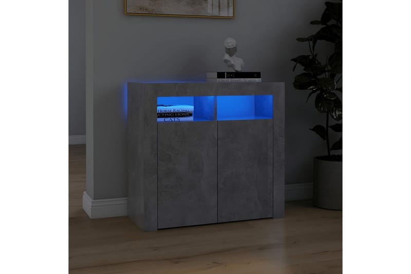 Skjenk med LED-lys betonggrå 80x35x75 cm - Grå - Oppbevaring - Oppbevaringsmøbler - Sideboard & skjenk