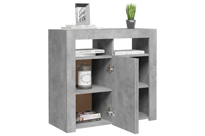 Skjenk med LED-lys betonggrå 80x35x75 cm - Grå - Oppbevaring - Oppbevaringsmøbler - Sideboard & skjenk