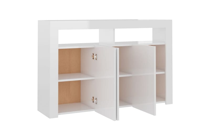 Skjenk med LED-lys høyglans hvit 115,5x30x75 cm - Hvit - Oppbevaring - Oppbevaringsmøbler - Sideboard & skjenk