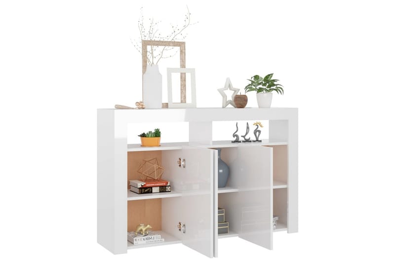 Skjenk med LED-lys høyglans hvit 115,5x30x75 cm - Hvit - Oppbevaring - Oppbevaringsmøbler - Sideboard & skjenk