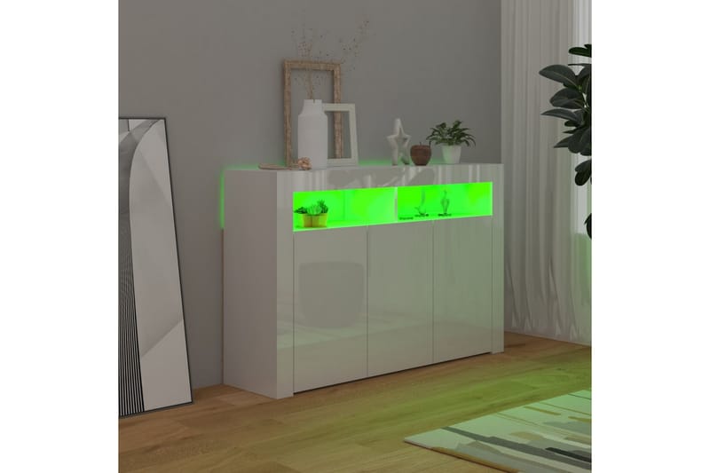 Skjenk med LED-lys høyglans hvit 115,5x30x75 cm - Hvit - Oppbevaring - Oppbevaringsmøbler - Sideboard & skjenk