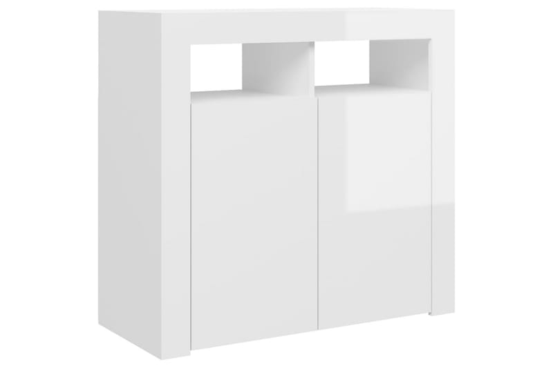 Skjenk med LED-lys høyglans hvit 80x35x75 cm - Hvit - Oppbevaring - Oppbevaringsmøbler - Sideboard & skjenk