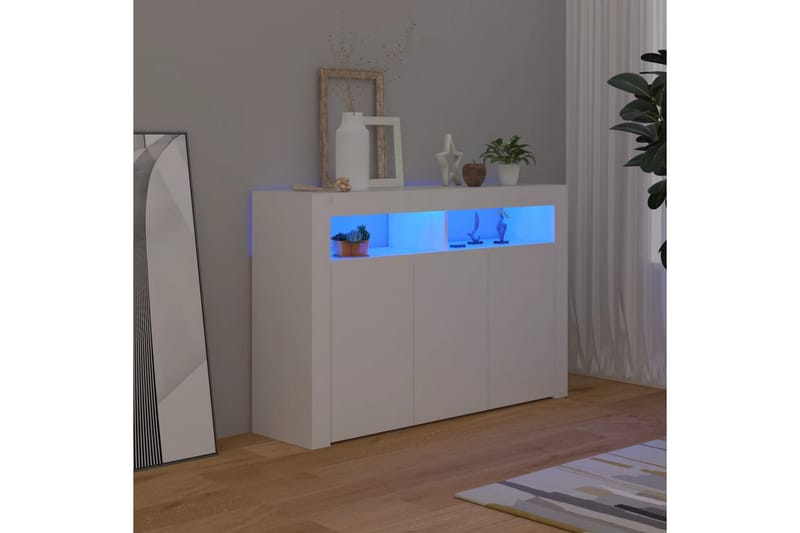 Skjenk med LED-lys hvit 115,5x30x75 cm - Hvit - Oppbevaring - Oppbevaringsmøbler - Sideboard & skjenk