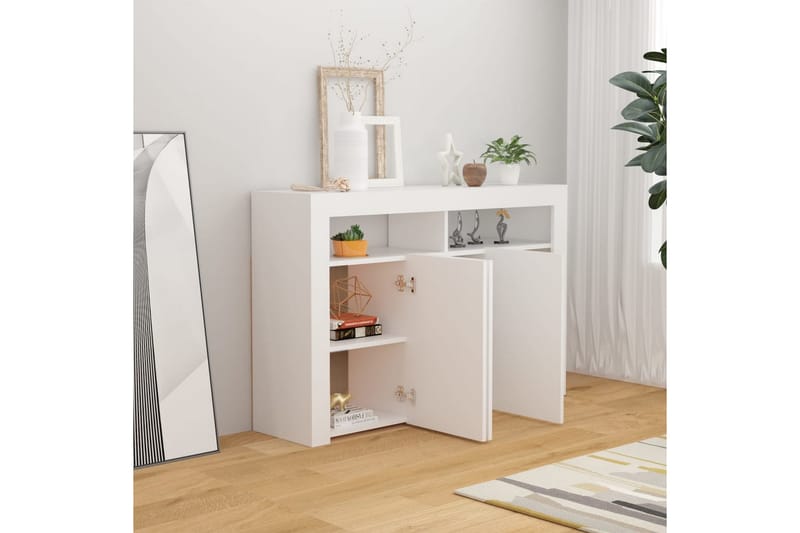 Skjenk med LED-lys hvit 115,5x30x75 cm - Hvit - Oppbevaring - Oppbevaringsmøbler - Sideboard & skjenk